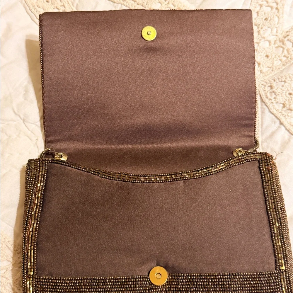 1950’s Vintage Delill beaded evening bag Gold Bronze& Silver Tone Original Tag